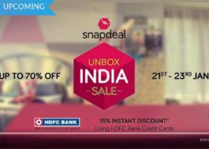 Upcoming : Snapdeal Unbox India Sale : Get Upto 70% Off On Wide Categories
