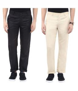 Urbano Fashion Multi Slim Fit Flat Trouser (Pack Of 2) at Flat 70% Off