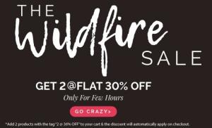 Zivame Wildfire sale - Get 2 @ FLAT 30% off