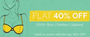 FLAT 40% off on Zivame Bras, Panties & Apparels