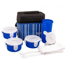 Nayasa Airtight Blue Plastic 7-piece Lunch Box with Bag Set at 40% Off + FREE Shipping