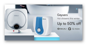 Upto 50% off on Geysers (Bajaj, Crompton & More)