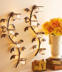 Hosley Set of 2 Wall Sconces, Glass Candle Holders at FLAT 45% OFF